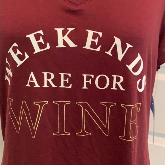 Weekends are for wine v neck tshirt - Picture 3 of 6